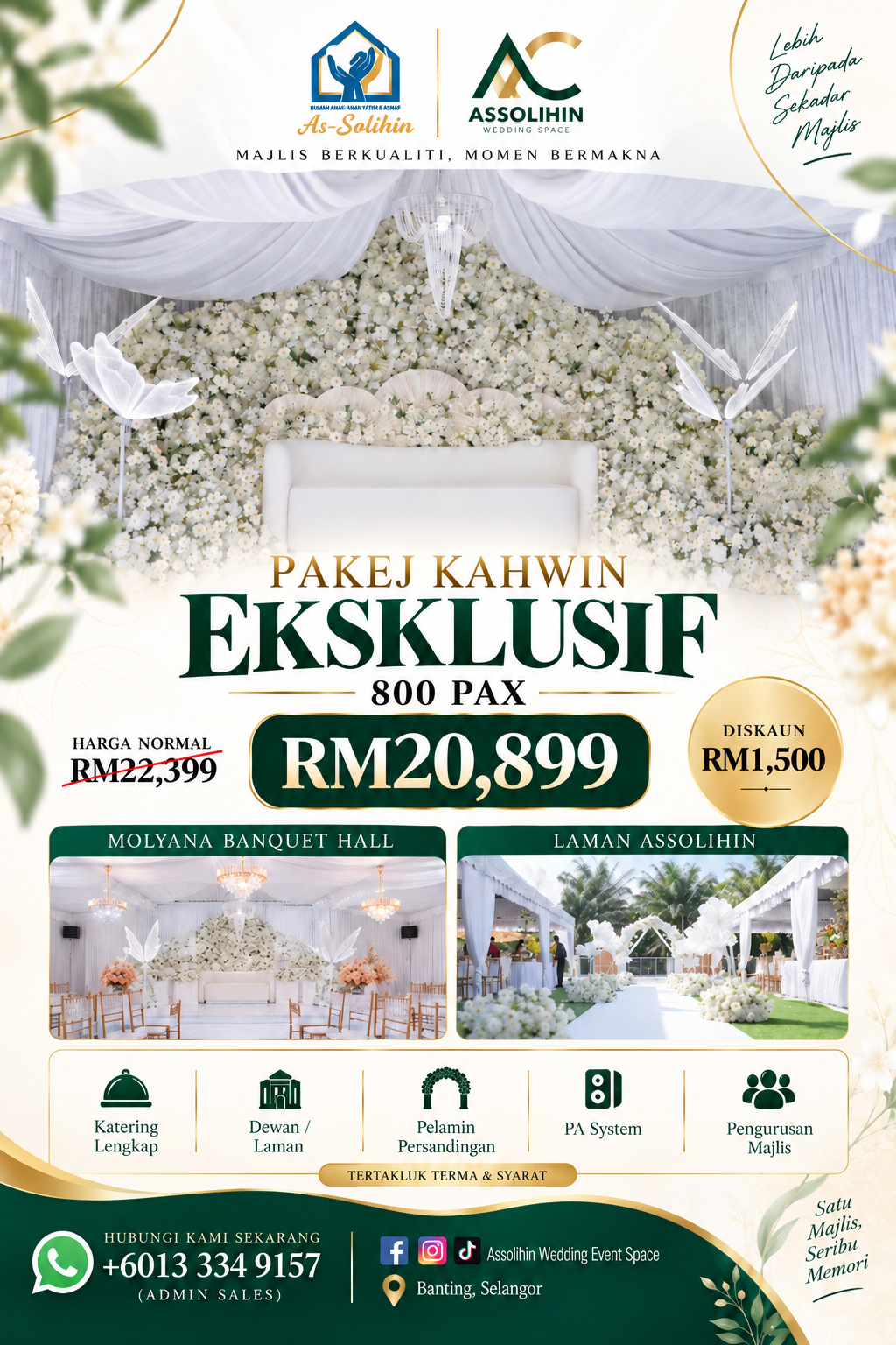 Poster Pakej Kahwin Eksklusif 800 pax Assolihin Wedding Event Space