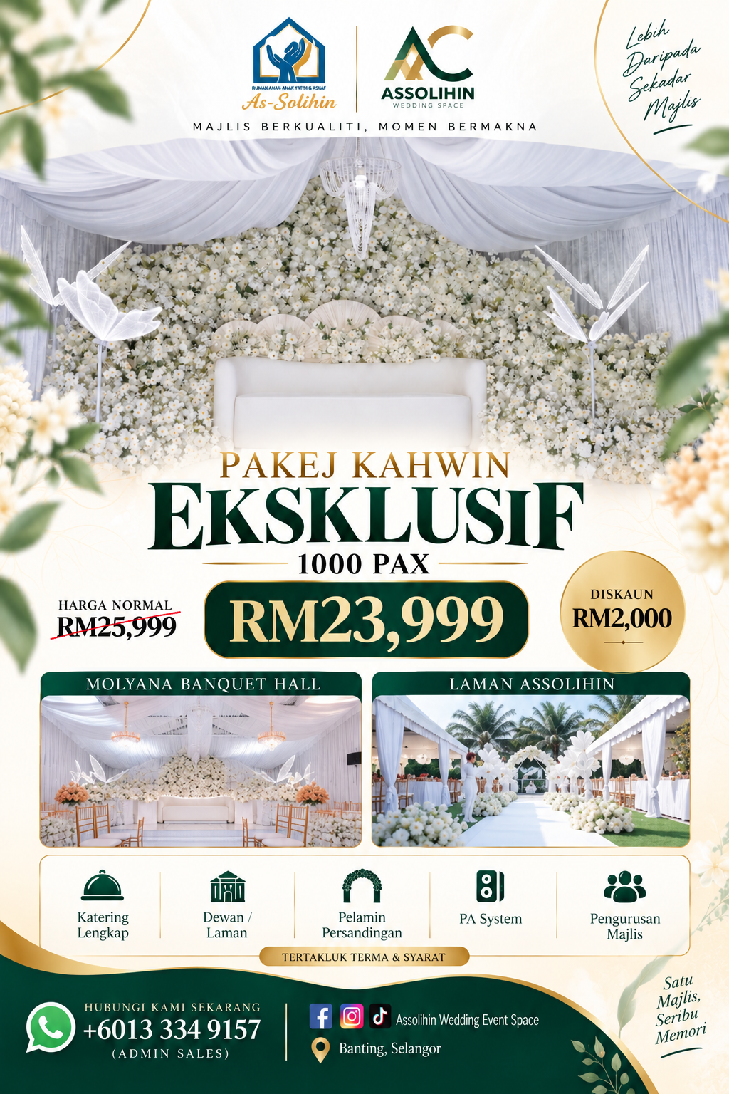 Poster Pakej Kahwin Eksklusif 1000 pax Assolihin Wedding Event Space